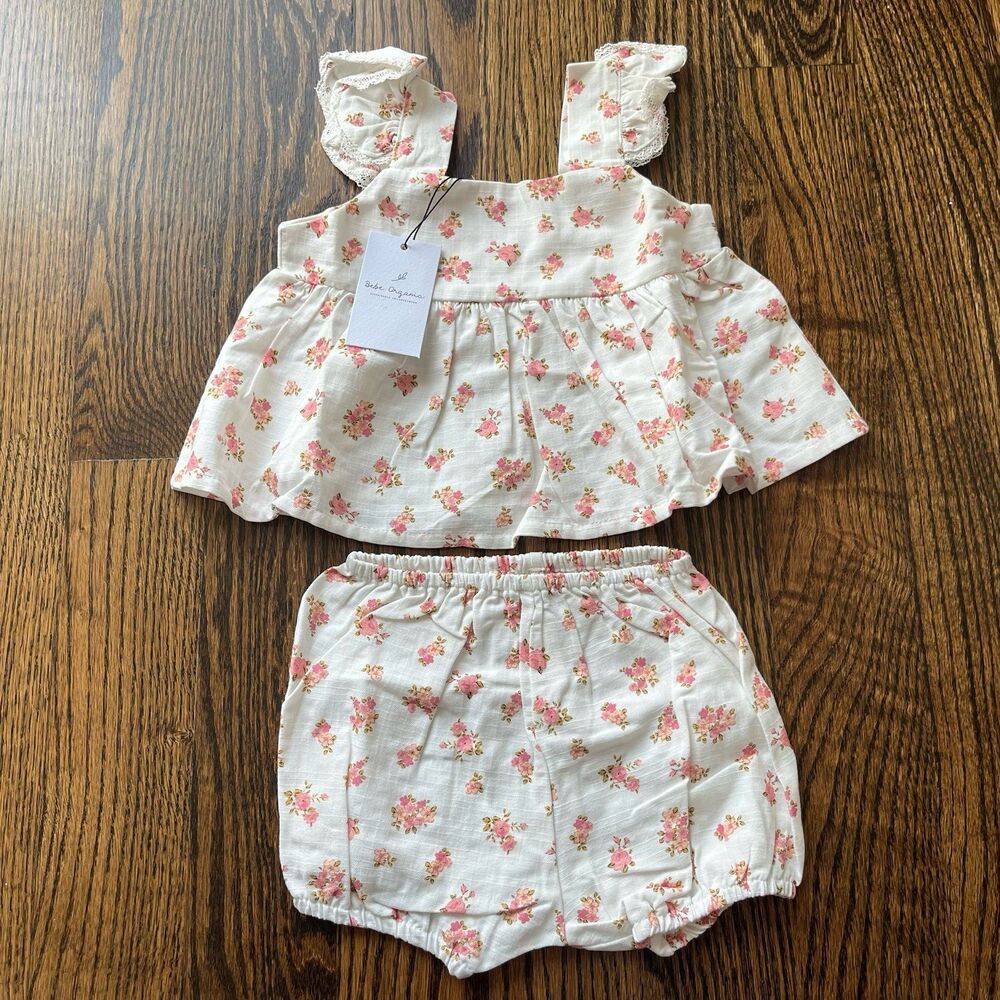 NWT - Bebe Organics Louisa Set Beloved Floral Print (6-12M)